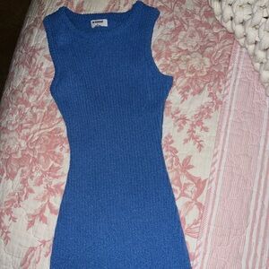 Blue knit body con dress